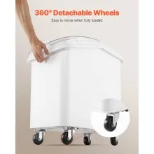 VEVOR 27 Gallon Ingredient Storage Bin 500 Cup Ingredient Bin with Scoop and Sliding Lid Commercial Food Container Ideal for Kitchen, White