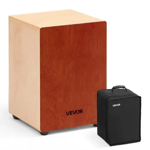 VEVOR Cajon Box Drum, with Internal Guitar Strings, Lightweight Wooden Percussion Box, Portable Birch Wood Drum Musical Instrument with Travel Bag, for Beginners and Professionals, 12 x 12 x 17 in