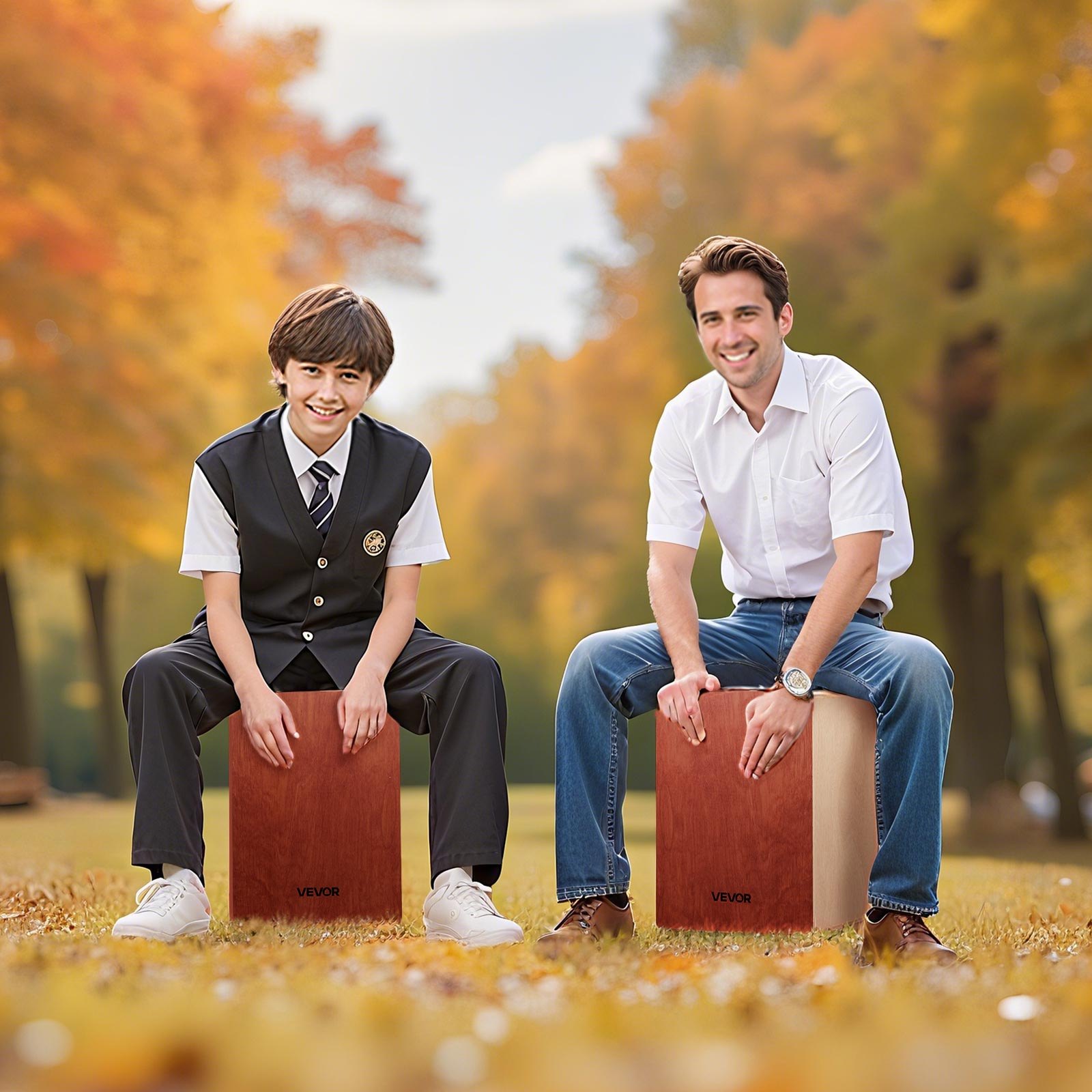 VEVOR Cajon Box Drum, with Internal Guitar Strings, Lightweight Wooden Percussion Box, Portable Birch Wood Drum Musical Instrument with Travel Bag, for Beginners and Professionals, 12 x 12 x 17 in