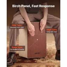 Large Cajon Box Drum Wooden Birchwood Percussion Instrument with Snare Wires