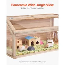 Wooden Hamster Cage Habitat 32 in Clear Mice Rodents Small Animals Cage