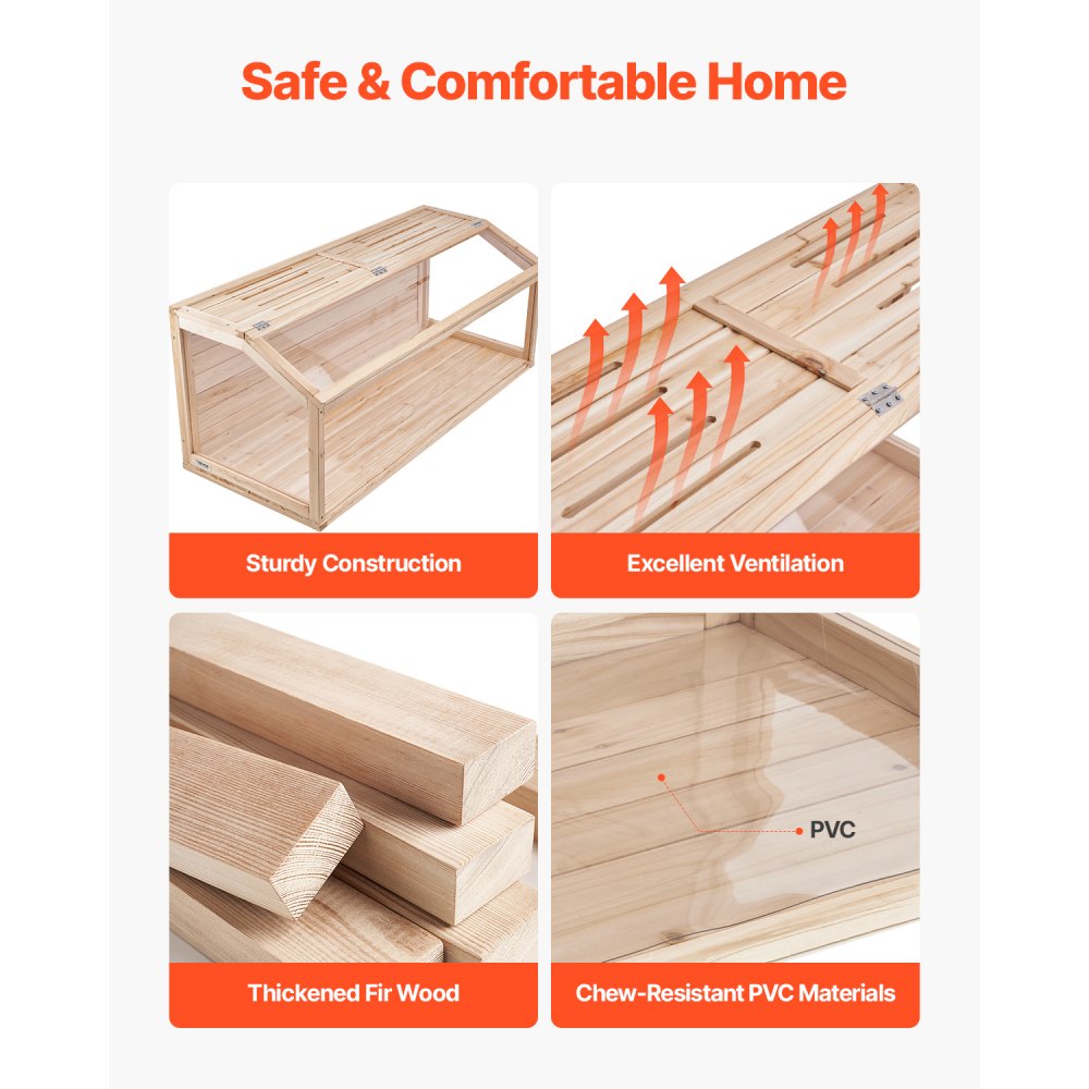 VEVOR Wooden Hamster Cage, 270° Viewing Hamster Habitat, 48 x 20 x 20in, Dwarf Hamster Cages with Openable Top, Ventilated Small Animal Cage, Pet Mouse Cage for Gerbils, Rats, Guinea Pigs, Mice