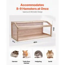 Wooden Hamster Cage Habitat 48 in Clear Mice Rodents Small Animals Cage