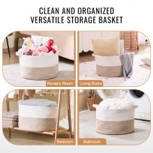 VEVOR Cotton Rope Storage Basket 67L Woven Blanket Basket 20 x 20 x 13 in