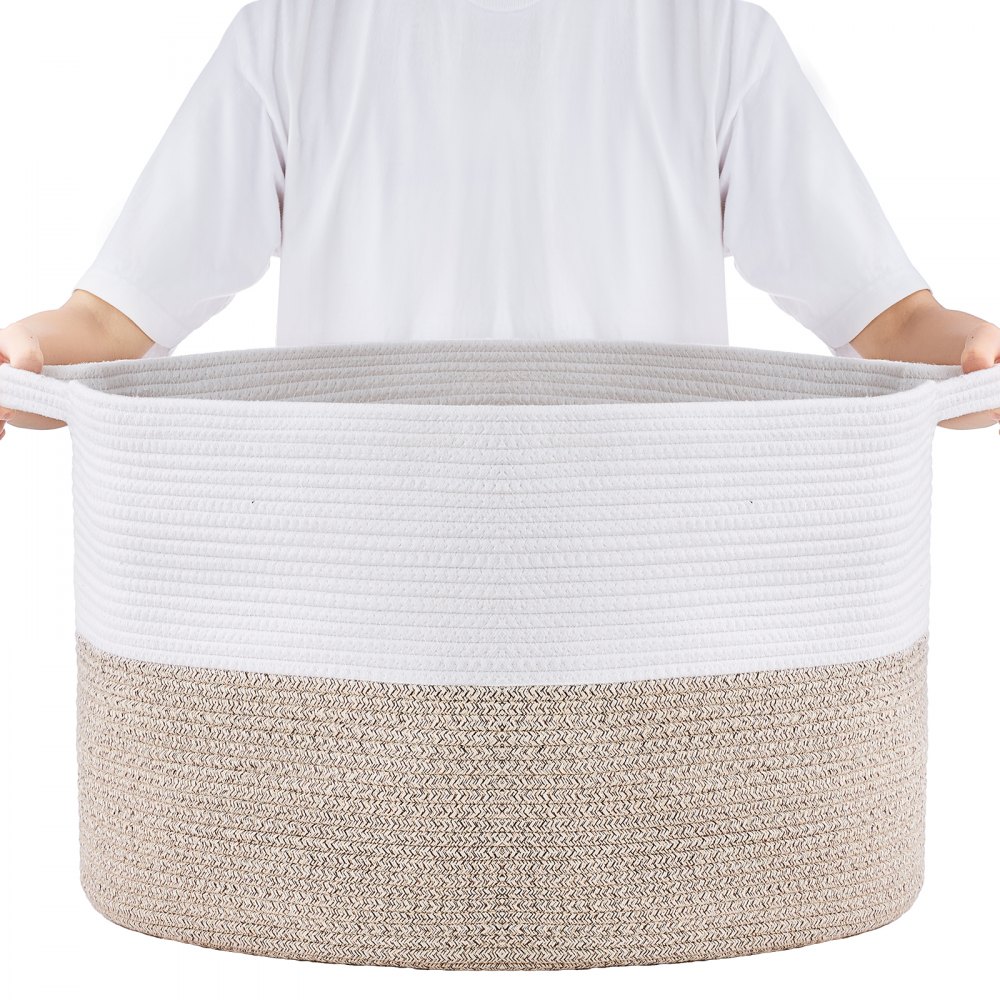 VEVOR Cotton Rope Storage Basket 87L Woven Blanket Basket 558x558x355mm (20 x 20 x 14 in)
