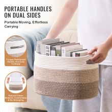 VEVOR Cotton Rope Basket 3 Packs 22L Woven Storage Basket for Organizing