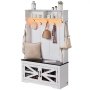VEVOR Hall Tree, Wooden Hall Tree with Bench and Shoe Storage, White Hall Tree with Coat Rack, Adjustable Shelves and 7 Hanging Hooks, Mudroom Furniture with USB Light Strip, for Entryway & Hallway