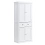 VEVOR 183 cm Kitchen Pantry Storage Cabinet, Freestanding Utility Cabinets with Doors, Drawer and 3 Adjustable Shelves, Tall Food Buffet Pantries for Kitchen, Living Room, Dinning Room, Laundry, White