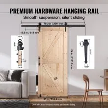 VEVOR Barn Door and Hardware Kit 36" x 84" Wood Sliding Barn Door Kit Smoothly