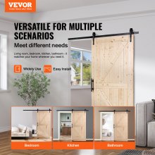 VEVOR Barn Door and Hardware Kit, 42" x 84" Wood Sliding Barn Door, Smoothly and Quietly, Barn Door Kit with Floor Guide and Door Handle, Spruce Wood Panelled Slab, Easy to Install