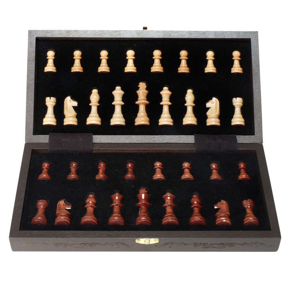 VEVOR Magnetic Wooden Chess Set, 12 Inch Chess Game Set, 2 Extra Queens Beginner Chess Set, Folding Chess Board Games with Chess Pieces, Storage Slots, and Box, Portable Travel Gift for Adults Kids