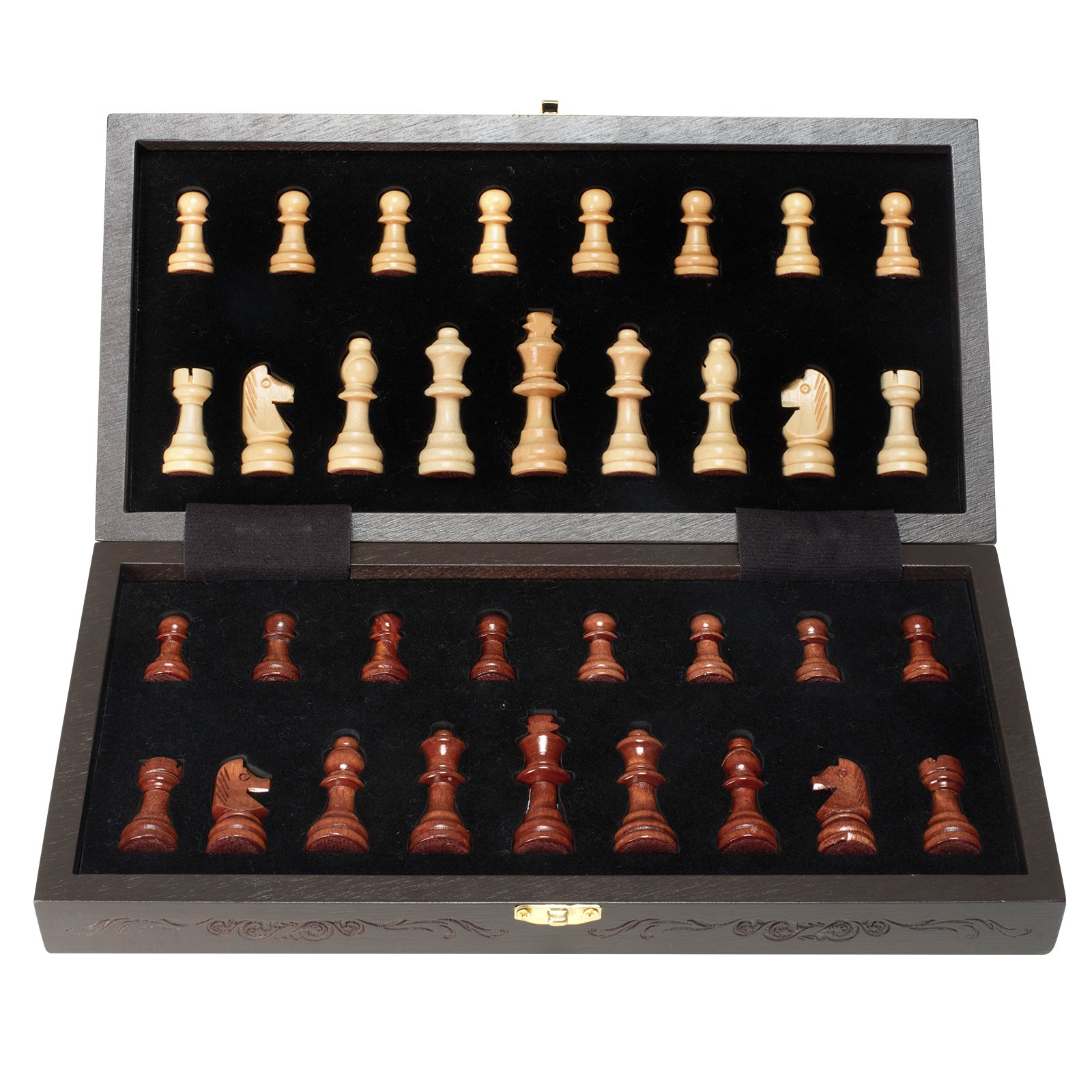 VEVOR Magnetic Wooden Chess Set, 12 Inch Chess Game Set, 2 Extra Queens Beginner Chess Set, Folding Chess Board Games with Chess Pieces, Storage Slots, and Box, Portable Travel Gift for Adults Kids