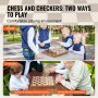 VEVOR magnetiskt schackset i trä, 15 tums 2-I-1 schackspelset, hopfällbara schackbrädspel för vuxna barn, 2 damer bärbart schackset för resepresenter för professionell nybörjare i turneringar