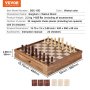 Set de șah din lemn masiv VEVOR, set de joc de dame 2 ÎN-1 de 15 inchi, jocuri de masă de șah cu sertar de depozitare și piese de șah ponderate și 2 dame, pentru adulți, copii, turneu, începători profesioniști