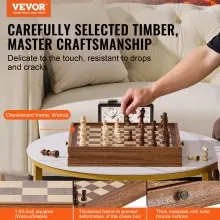 VEVOR Solid Wood Chess Set, 15 inch  2-IN-1 Chess Checkers Game Set, Chess Board Games with Storage Drawer & Weighted Chess Checkers Pieces & 2 Queens, for Adults Kids Tournament Professional Beginner