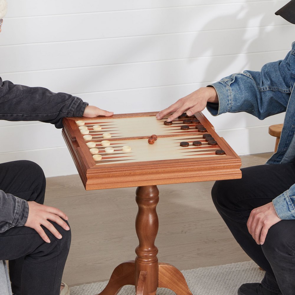 Sada stolů VEVOR 3 v 1 na šachy, dámu a backgammon, 18palcový prémiový dřevěný šachový stůl, deluxe kombinovaná sada herního stolu, šachová sada, desková hra, dárek pro rodinné deskové hry