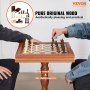 VEVOR 3-IN-1 šachová dáma set vrhcáby, 18palcový prémiový dřevěný šachový stůl, sada nábytku Deluxe Combo, šachová sada Dárek pro rodinné stolní hry