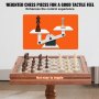 VEVOR 3-I-1 schackdam backgammon bordsset, 18 tums premium schackbord i trä, Deluxe kombinationsspelbordsmöbler set, schackset brädspelspresent till familjens brädspel