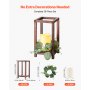 VEVOR 12 Set/36 Pcs Wooden Wedding Lantern Centerpiece, Includes 12 Wooden Lantern Candle Holder 12 Flameless LED Candle 12 Eucalyptus Leaves Wreath for Wedding Table Party Farmhouse Decor, Brown