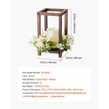 VEVOR 10 Set/30 Pcs Wooden Wedding Lantern Centerpiece, Includes 10 Wooden Lantern Candle Holder 10 Flameless LED Candle 10 Champagne Flower Wreath for Wedding Table Party Farmhouse Decor, Brown