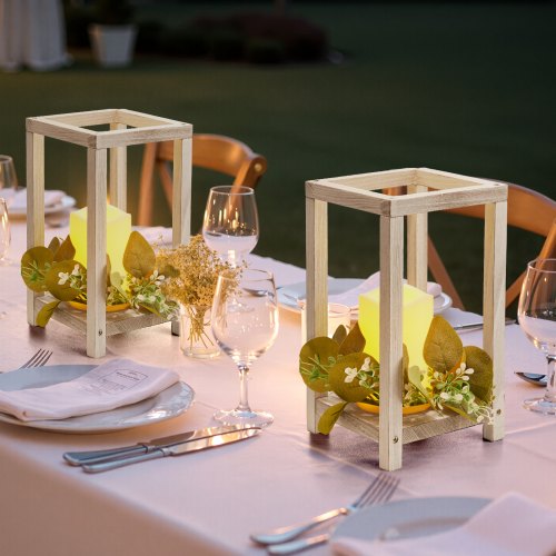 VEVOR 12 Set/36 Pcs Wooden Wedding Lantern Centerpiece, Includes