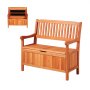 33 Gal Outdoor Wood Storage Bench Deck Box Waterproof 2-Person Outdoor Seating