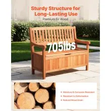 VEVOR 2 Person Outdoor Wooden Storage Bench 33 Gal Porch Deck Box Waterproof