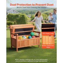 33 Gal Outdoor Wood Storage Bench Deck Box Waterproof 2-Person Outdoor Seating