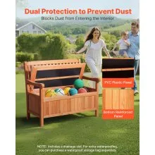 VEVOR 2 Person Outdoor Wooden Storage Bench 33 Gal Porch Deck Box Waterproof