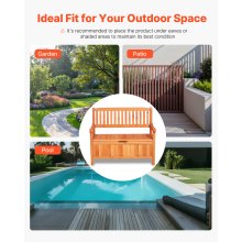 33 Gal Outdoor Wood Storage Bench Deck Box Waterproof 2-Person Outdoor Seating