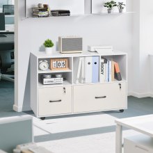 2 Drawer Wooden File Cabinet Mobile Filing Cabinet with Adjustable Shelves