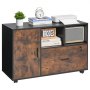 VEVOR Wood File Cabinet, Mobile Filing Cabinet with Open Shelves, Lockable Lateral Rolling File Storage with Adjustable Shelves, Free Standing Printer Stand for Home, Office, School, Rustic Brown