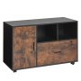 VEVOR Wood File Cabinet, Mobile Filing Cabinet with Open Shelves, Lockable Lateral Rolling File Storage with Adjustable Shelves, Free Standing Printer Stand for Home, Office, School, Rustic Brown