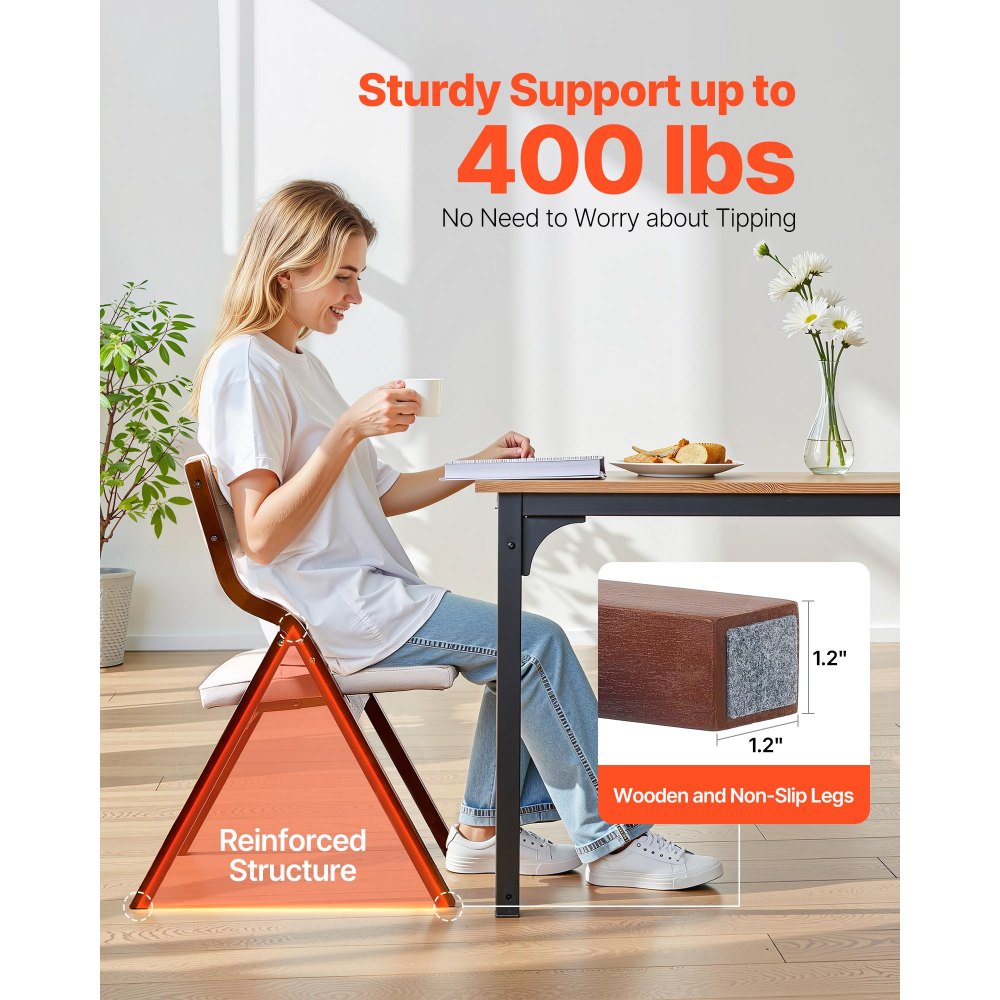 VEVOR Wooden Folding Chairs with Cushion, Set of 2, Portable Foldable Cushion Chair with Wooden Frame, Modern Padded Dining Chair for Kitchen, Office, Wedding, Party, Dining Room, Easy Assembly, White