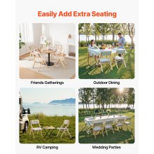 Wooden Folding Chairs with Padded Cushion and Wooden Frame Beige Set of 4