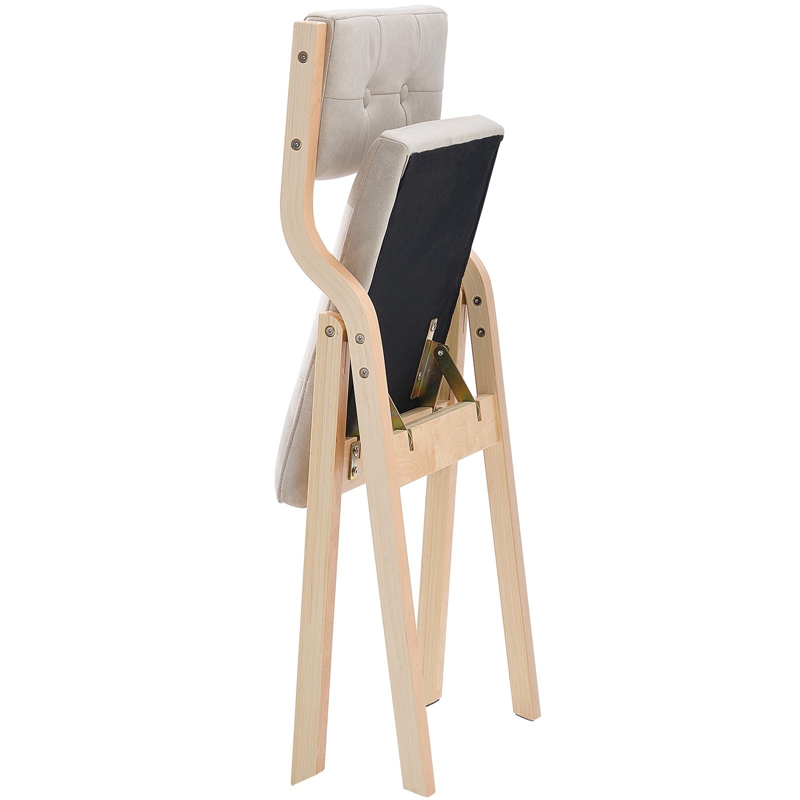 VEVOR Wooden Folding Chairs with Cushion, Set of 4, Portable Foldable Cushion Chair with Wooden Frame, Modern Padded Dining Chair for Kitchen, Office, Wedding, Party, Dining Room, Easy Assembly, Beige