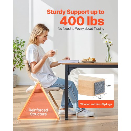 VEVOR Wooden Folding Chairs with Cushion, Set of 2, Portable