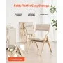 Wooden Folding Chairs with Padded Cushion and Wooden Frame Beige Set of 2