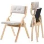 Wooden Folding Chairs with Padded Cushion and Wooden Frame Beige Set of 2