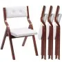 VEVOR Wooden Folding Chairs with Cushion, Set of 4, Portable Foldable Cushion Chair with Wooden Frame, Modern Padded Dining Chair for Kitchen, Office, Wedding, Party, Dining Room, Easy Assembly, White