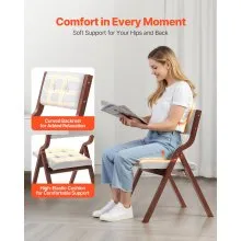 Wooden Folding Chairs with Padded Cushion and Wooden Frame White Set of 4