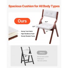 Wooden Folding Chairs with Padded Cushion and Wooden Frame White Set of 4