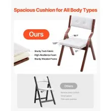 Wooden Folding Chairs with Padded Cushion and Wooden Frame White Set of 4