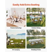 Wooden Folding Chairs with Padded Cushion and Wooden Frame White Set of 4