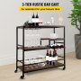 VEVOR Rustic Bar Cart, 3-Tier Industrial Bar Cart for Home, Bar Cart with Wine Rack & Glass Holders, 35.4 x 15.7 x 37.4 inches Home Bar & Serving Carts, Wine Cart on Wheels, Glass Bar Cart Brown