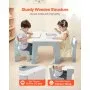 VEVOR 4 in 1 Kid Activity Table and 2 Chairs Set, Graffiti & Building Blocks Double-Sided Tabletop, Toddler Play Table with Storage for Kids 3+ Years, Large Storage Space, Gift for Boys & Girls, White