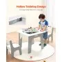 VEVOR 4 in 1 Kid Activity Table and 2 Chairs Set, Graffiti & Building Blocks Double-Sided Tabletop, Toddler Play Table with Storage for Kids 3+ Years, Large Storage Space, Gift for Boys & Girls, White