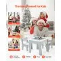 VEVOR 4 in 1 Kid Activity Table and 2 Chairs Set, Graffiti & Building Blocks Double-Sided Tabletop, Toddler Play Table with Storage for Kids 3+ Years, Large Storage Space, Gift for Boys & Girls, White