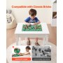VEVOR Kids Activity Table and 2 Chairs Set, Building Blocks Double-Sided Tabletop, Toddler Table and Chair Set with Storage for Kids 3+ Years, Large Storage Space, Present for Boys & Girls, White