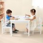 VEVOR - Juego de mesa y 2 sillas para niños, bloques de construcción de doble cara, mesa y sillas para niños pequeños con espacio de almacenamiento para niños mayores de 3 años, gran espacio de almacenamiento, regalo para niños y niñas, color blanco
